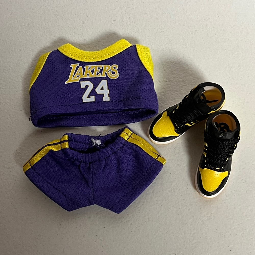 La Lakers 24 Jersey Sneakers 3 Piece Outfit For Labubu Sneaker Shoes Purple